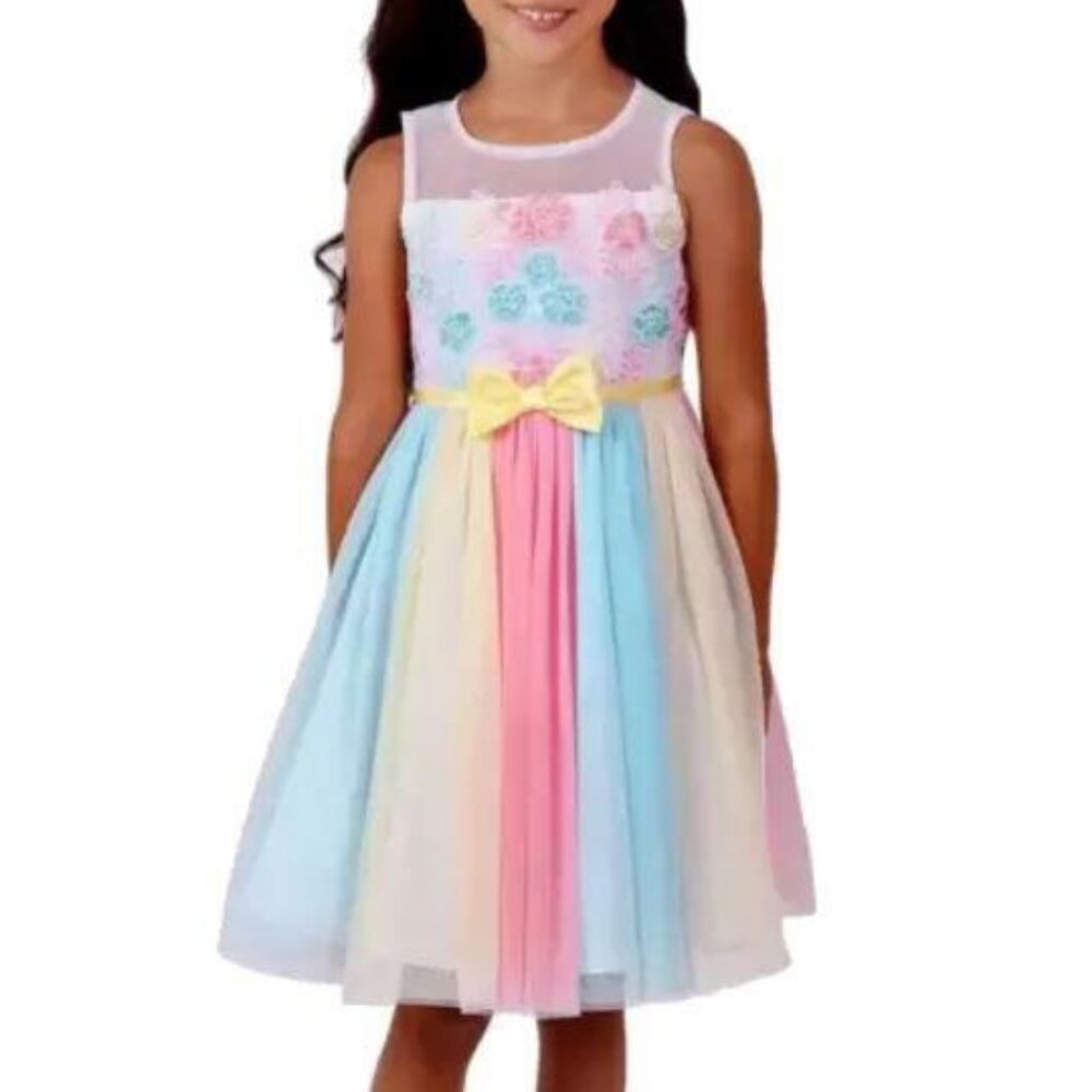 Jona Michelle Pastel Rainbow Tulle Occasion Dress